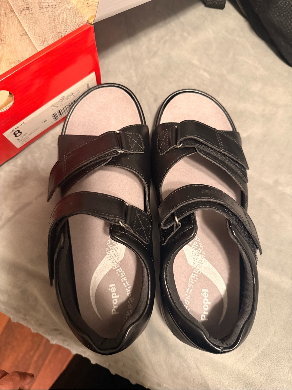 Propet Pedic Walker Women’s Black Double-Strap Velcro Sandals